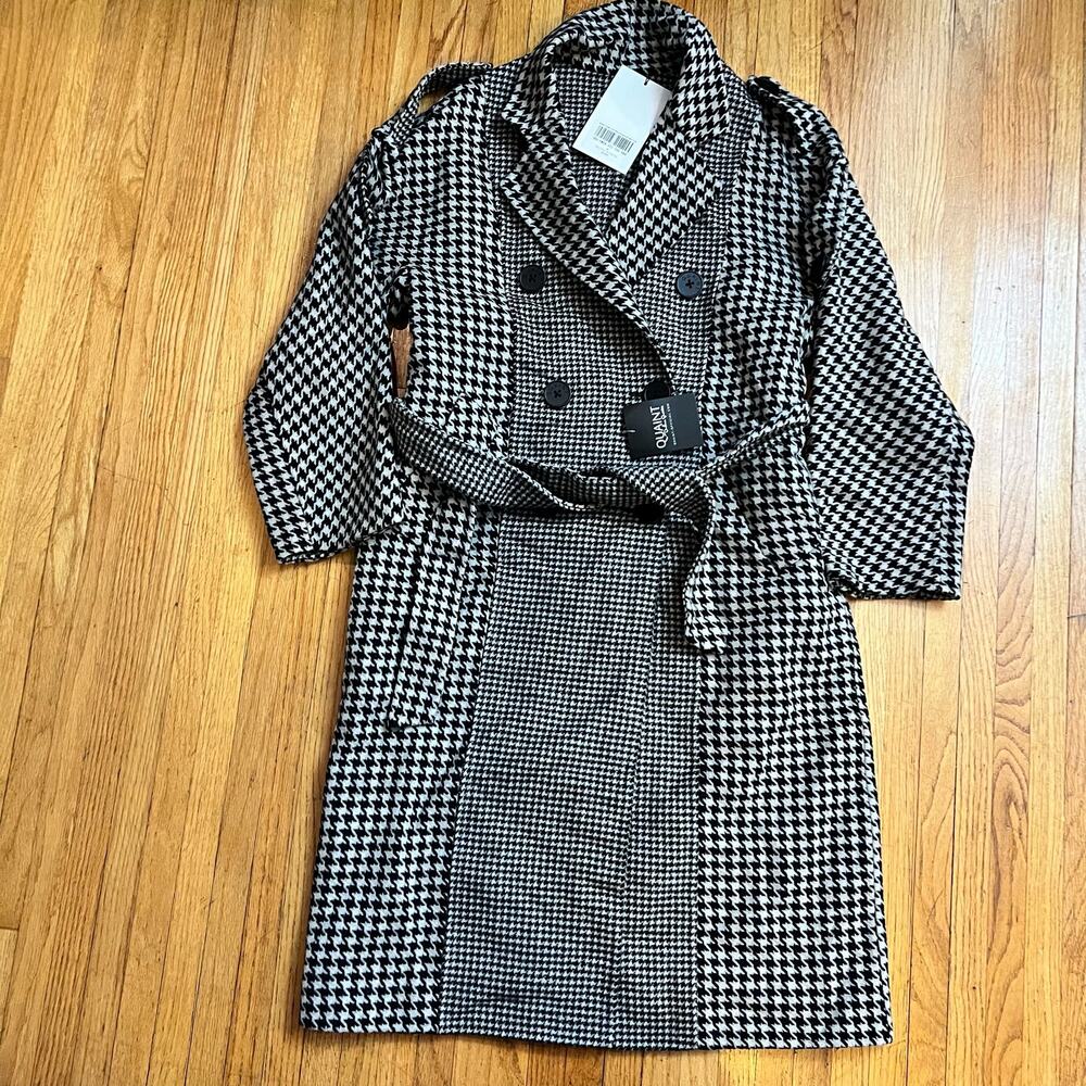 Quaint by Durlana Quantas Coat Womens ICONIC Victoria Wool Houndstooth 38